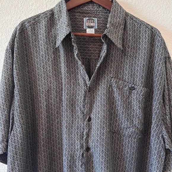 NWOT 100% Silk print short sleeve shirt, Silk Uomo by Nak, size XL - Picture 2 of 13